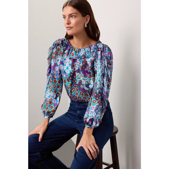 Kate Spade New York Tops - Kate Spade New York Pacific Petals Chiffon Blouse